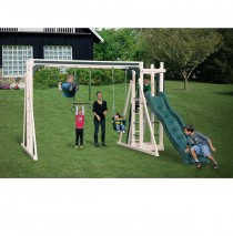 Vinyl Swing Set A1 by Swing Kingdom- Almond & Green